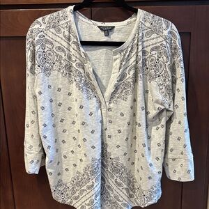 Lucky Brand Gray Paisley Blouse